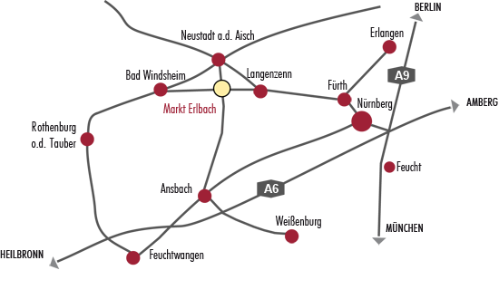 Anfahrtsplan Markt Erlbach